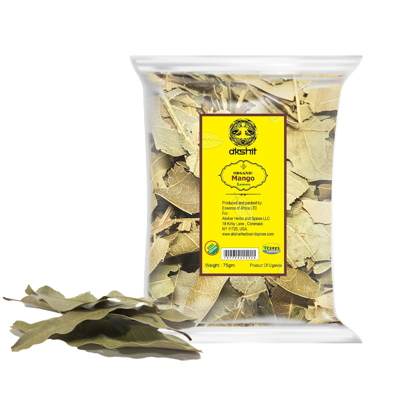 Akshar Mango Leaves Tea, Loose Leaf Herbal Tea, Organic, Non-GMO, 2.4 oz. per Pack