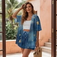thumbnail image 5 of Xoenoiee Star Galaxy Print Women's 2 Piece Outfit Cover Up Half Sleeve Blouse Shorts Set Summer Beach Vacation Resort Wear Plus Size, Size S, 5 of 7