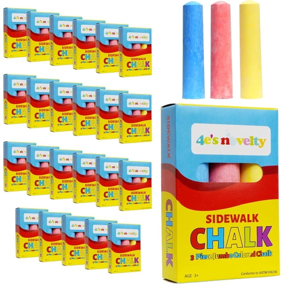 4E's Novelty 24 Boxes Jumbo Sidewalk Chalk - Party Favors for Kids
