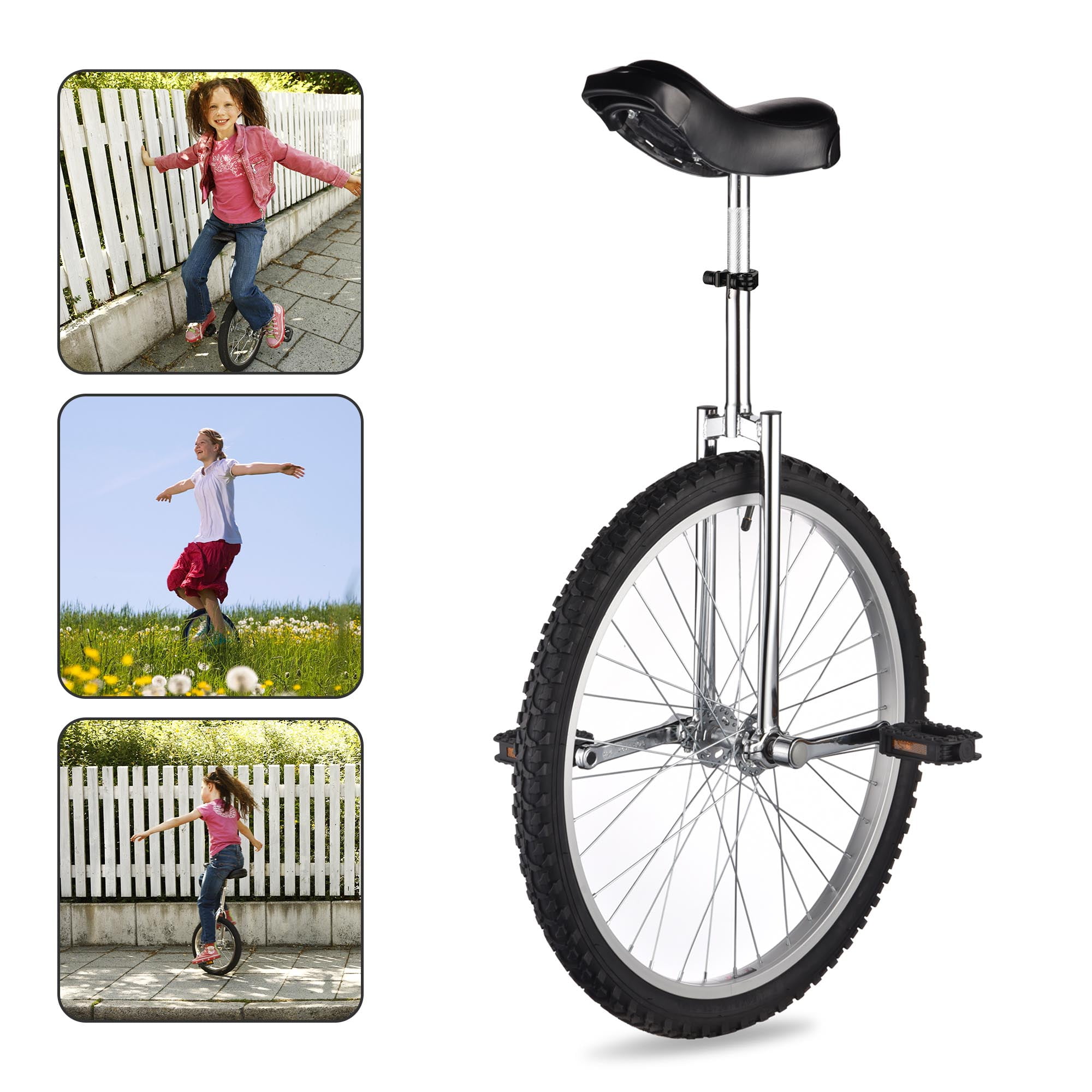 Yescom 24 In Wheel Outdoor Unicycle Adjustable Seat Anti