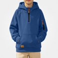 thumbnail image 3 of Piuwrlz Boys Hood Sweatshirts Pullover with Pockets Zipper Warm Casual Hoodies Navy Size 12 Years, 3 of 10