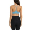 thumbnail image 3 of OSOLU Womens Y Back Sports Bra Padded Racerback Low Impact Spaghetti Thin Strap Workout Yoga Bra Workout Sports High Support Comfortable Bralettes Blue S, 3 of 4