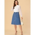 thumbnail image 2 of Faldas De Mezclilla Para Mujer Falda Vaquera Midi Con Botones Y Dobladillo Sin Rematar Azul S, 2 of 6