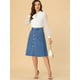 thumbnail image 2 of INSPIRE CHIC Faldas De Mezclilla Para Mujer Falda Vaquera Midi Con Botones Y Dobladillo Sin Rematar Azul XS, 2 of 6