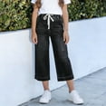 thumbnail image 2 of Fancifize Girls Summer Cropped Jeans Casual Elastic Waist Wide Leg Capri Denim Pants Kids Vintage Loose Trousers, 2 of 6