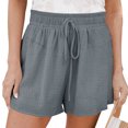 thumbnail image 1 of Pantalones cortos casuales, cintura con cordón liso, dobladillo suelto, pantalones cortos de verano simples y elegantes para ejercicio en casa, 1 of 6
