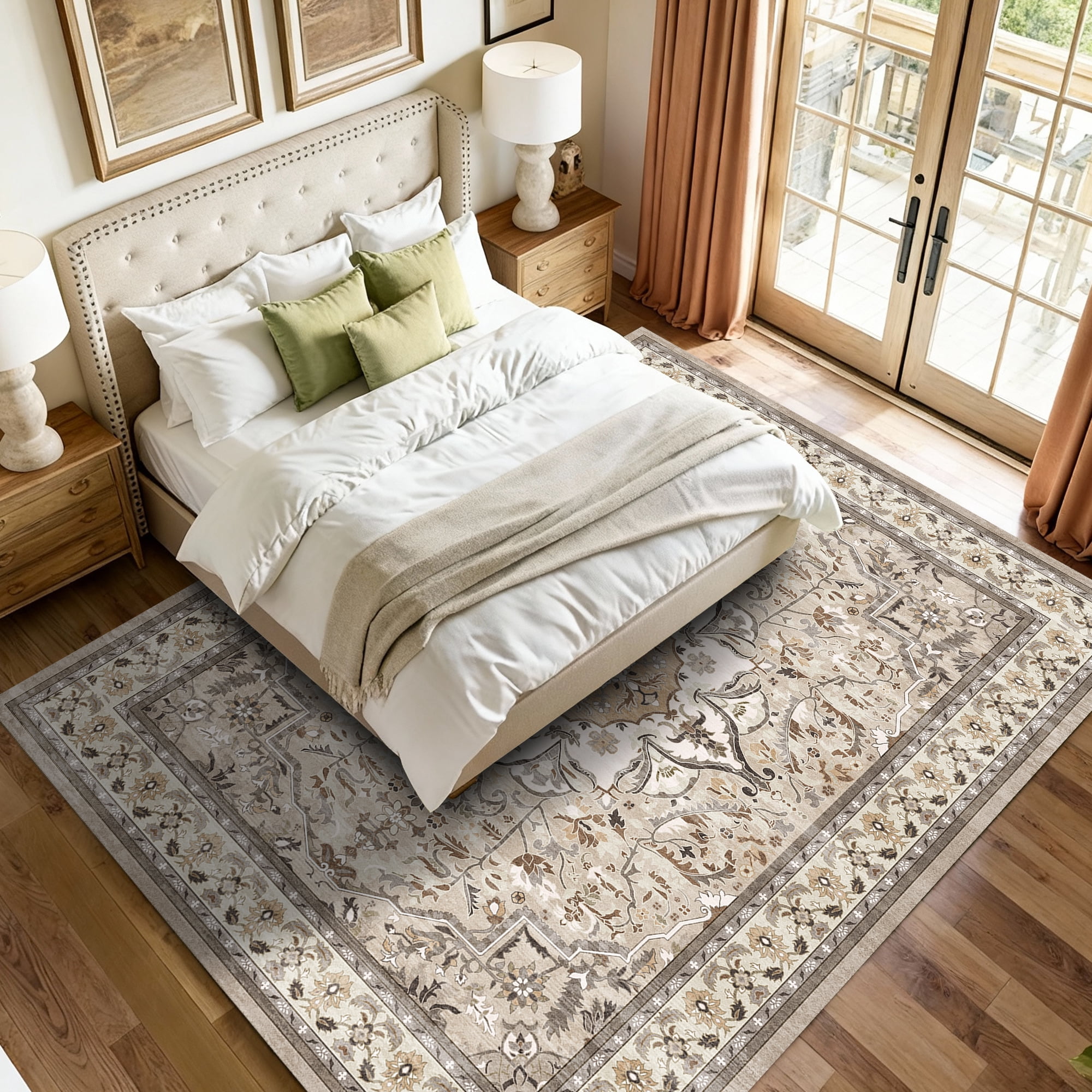 Pentantan 6'x9' Area Rugs for Living Room, Boho Vintage Soft Washable Rug with Non Slip Backing for Bedroom, Brown