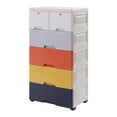 thumbnail image 5 of YIYIBYUS Plastic Storage Cabinet 6 Drawers Large Capacity Closet Drawers Movable Tall Dresser Organizer for Clothes, Playroom, Bedroom, MoLandi color, 5 of 12