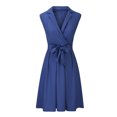 thumbnail image 1 of Jusqu'à 65 % de Rabais! Robes d'Été Mode pour Femmes 2024 Grande Taille Décontractées Couleur Unie Col en V Sans Manches Robe Soleil Robe Débardeur, 1 of 4