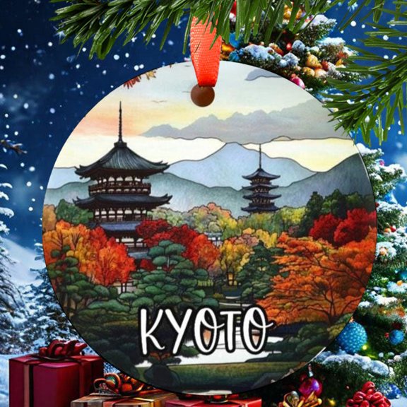Kyoto Japan Christmas Ornament, Ceramic, Acrylic -, City Travel Souvenir, Holiday Tree Decoration, Vacation Keepsake 2025, Traveler Gift, Commemorative