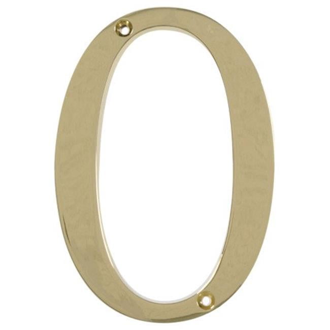 The Hillman Group 843150 4 in. Brass Distinctions Zinc Die-Cast Flush Mount House Number - 0 - 3 Piece