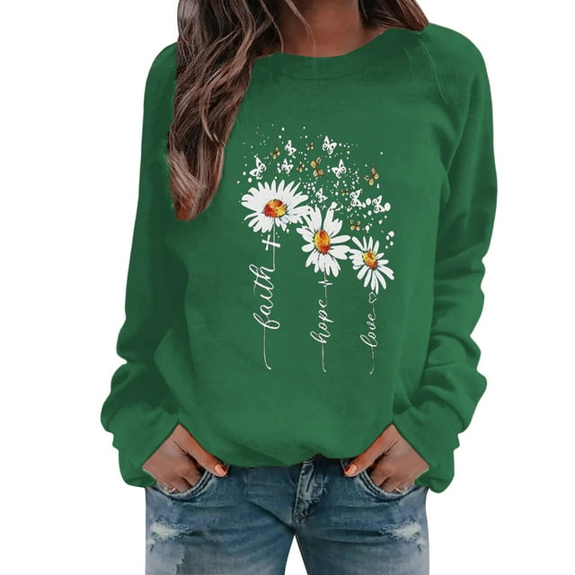 WZXFASHION Haut Ample pour Femmes Automne et Hiver Manches Longues Col Rond Imprimé Chandail Décontracté Soldes Aujourd'hui Offres Prime sous-Vêtements Thermiques Haut