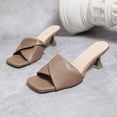 thumbnail image 5 of HAOTAGS Women Fashion Sandals,Around Strap Chunky Heel Open Toe Slide Slippers Khaki 7, 5 of 9