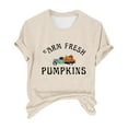 thumbnail image 4 of Womens Tops Fresh Pumpkins Fall Crew Neck Tee Funny Cute Graphic Short Sleeve Shirt Lightweight Breathable Blend Fabric L Sweaters For Women, 4 of 4