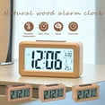 thumbnail image 3 of Electime Wooden Digital Alarm Clock with Smart Sensor Night Light, Month, Date, Temperature and Snooze, Electronic Clock for Home Bedroom, Battery Powered, LCD Screen, 3 of 7