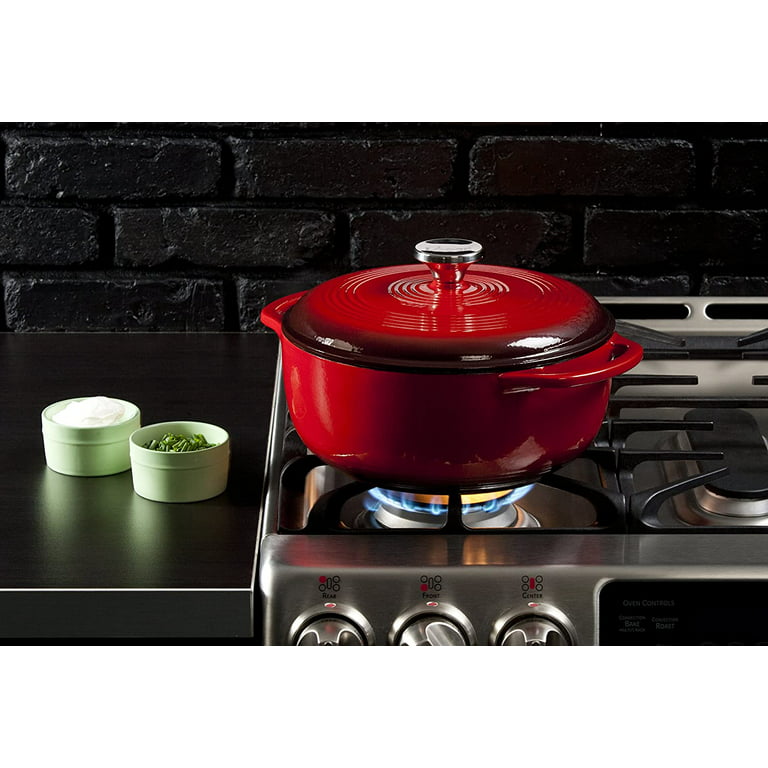 Best Choice Products 7.5 Quart Enamel Cast-Iron Dutch Oven, Heavy-Duty Cookware w/ Dual Handles, Lid - Cabernet Red