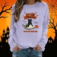 thumbnail image 2 of Cute Spooky Biscuits Graphic Sweatshirt Women Black Cat Ghost Dough Print Crew Neck Long Sleeve Pullover Oversized Fleece Lined Fall Top for Halloween Party Casual Outfits, 2 of 5