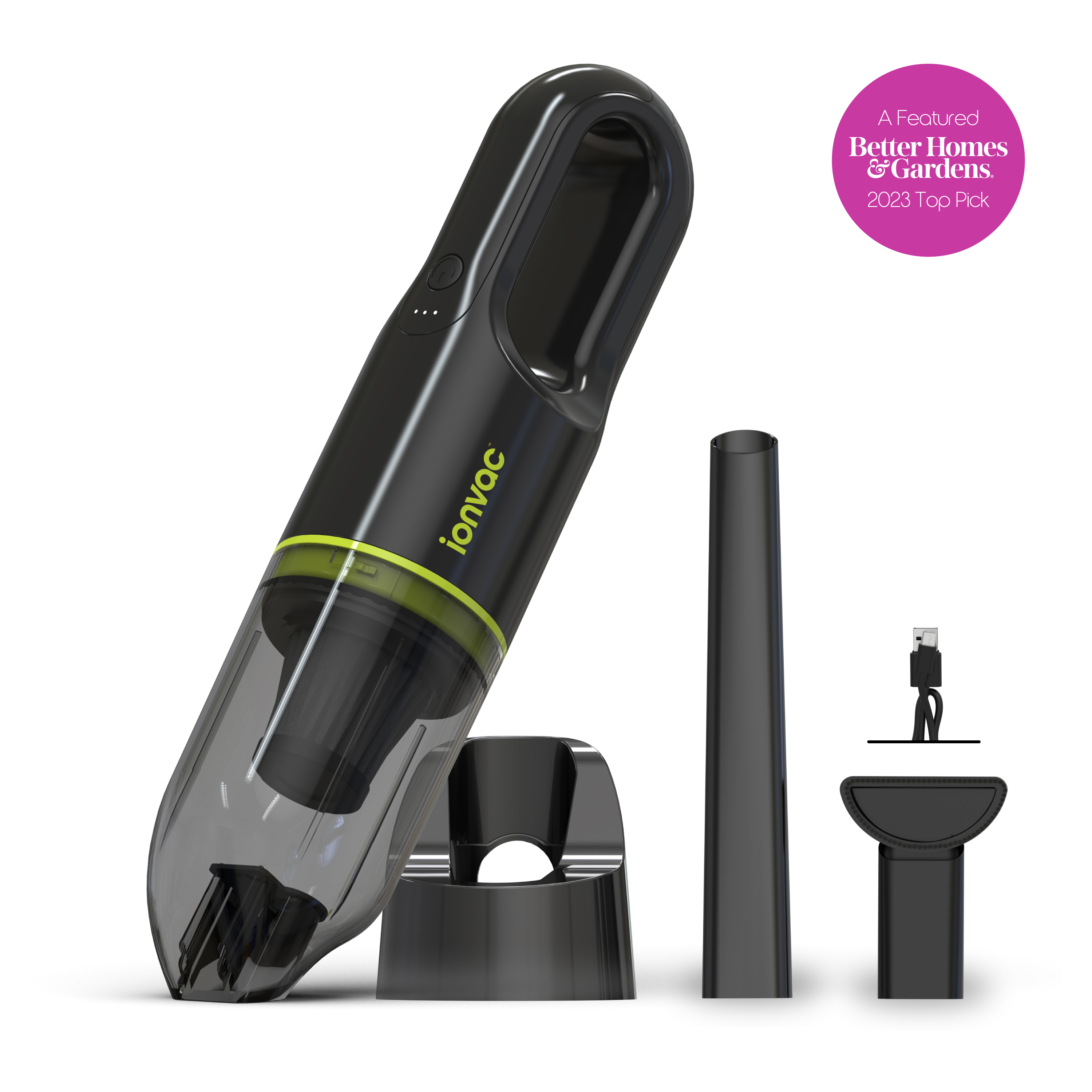 IonVac Handvac Handheld Cordless Vacuum, Pet-Friendly Multi-Surface Lightweight Vacuum Cleaner with USB Charging, Model #7441, Green