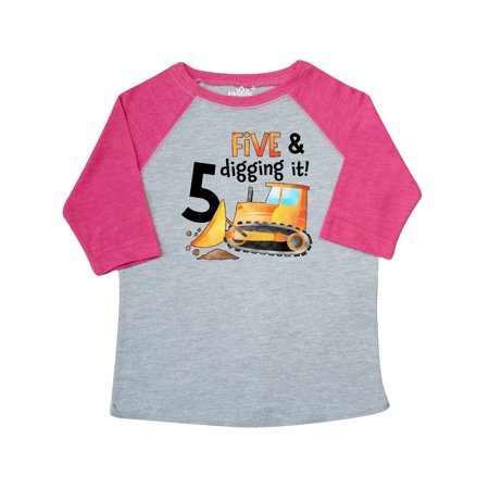 

Inktastic Five and Digging It Bulldozer 5th Birthday Gift Toddler Boy or Toddler Girl T-Shirt