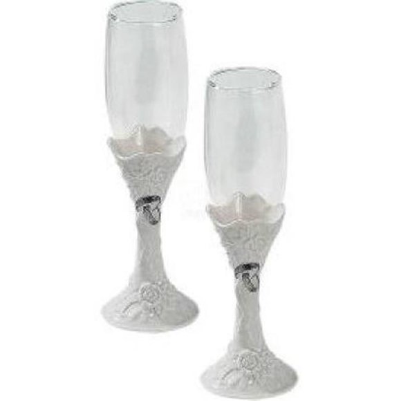 Porcelain Wedding Rings Goblets&#44; White