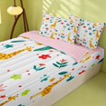thumbnail image 2 of Erosebridal Kawaii Giraffe Zipper Queen Comforter Set with Fitted Sheet and 2 Pillowcases, Cute Animal Blossom Zipper Bedding Set, Pink Reversible, Mustard Yellow Giraffe, Pink Reversible, 2 of 7