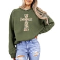 thumbnail image 6 of Ink-Printed Image NOT Quilt - He Is Risen Cross Sweatshirt for Women Easter Pullover Army Green Sweatshirt Adult X-Large, 6 of 8