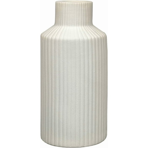 White Ceramic Vase, Modern Minimalist Matte Flower Vase, Boho Pampas Grass Vase, Small Vase for Home Decor Bedroom Shelf Kitchen Coffee Table Centerpiece(8 in) (White)