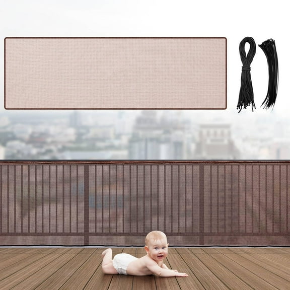 Red de seguridad para balcón Banister Guard Hosuly de 4,5 x 0,9 m, color marrón