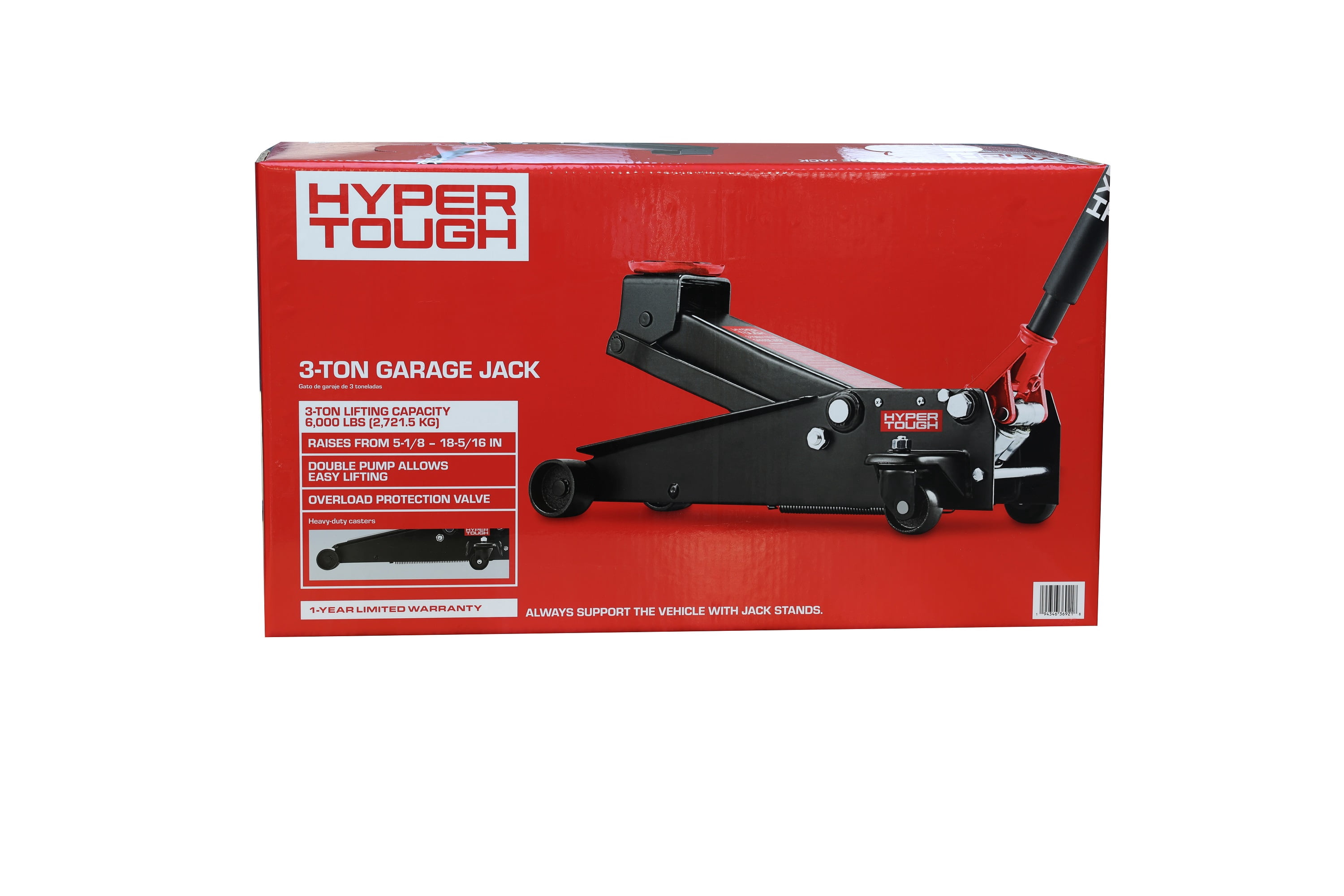 Hyper Tough 3 Ton Dual Pump Floor Jack for Cars, Trucks, and SUVs
