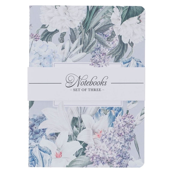 Christian Art Gifts Floral Notebooks w/Scripture for Women, Proverbs 31 Woman Assorted Bible Verses, Pink, Black, Blue Slim Flexible Covers w/Metallic Foil, Durable Cardstock Set/3 Large