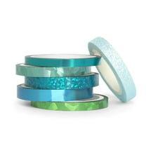 Seafoam Foil & Glitter Crafting Tape Set by Recollections - Shimmering Adhesive Washi Tape for Scrapbooking - Journaling - Cardmaking & DIY Crafts - 6 Rolls