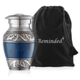 thumbnail image 5 of Reminded Small Cremation Urns for Human Ashes, Mini Keepsake Set of 6 Blue and Silver with Velvet Case, 5 of 7
