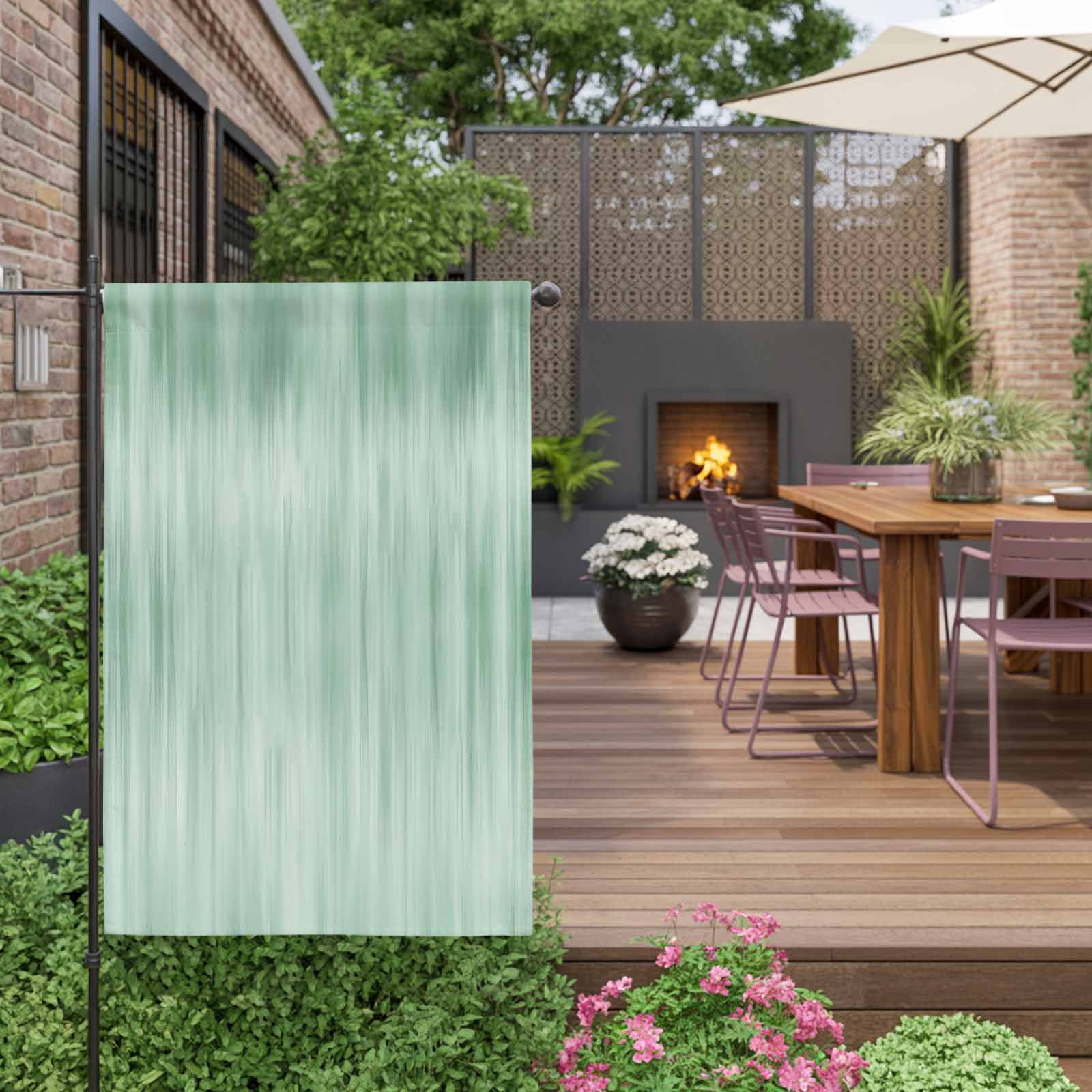 Green Ombre Striped House Flag 28 x 40 Inches, Modern Abstract Art Weather Proof Outdoor Patio Flags Double Sided Small House Decoration for Yard Lawn Outside Home