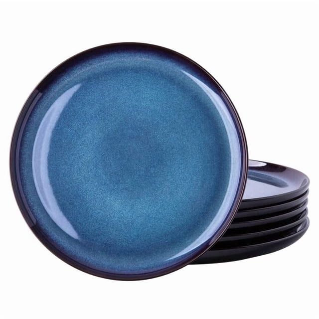 LERATIO Ceramic Plates Set of 6 85 Inch Reactive Glaze Light Weight Porcelain Salad PlatesModern Shape Dinnerware Dishes Set for MicrowaveDishwasher Oven SafeScratch ResistantChestnut