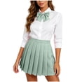 thumbnail image 5 of Pleated Skirt for Women Ihhxva High Waist A-Line School Uniform Mini Flared Cute Plaid Stretchy Cotton Casual Daily Office Wear Summer XS-3XL, 5 of 9