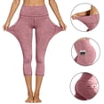 thumbnail image 5 of High Waisted Yoga Pants for Women with Pockets Stretchy Workout Leggings Cropped Athletic Tights Gym Running Casual Activewear Summer, 5 of 7