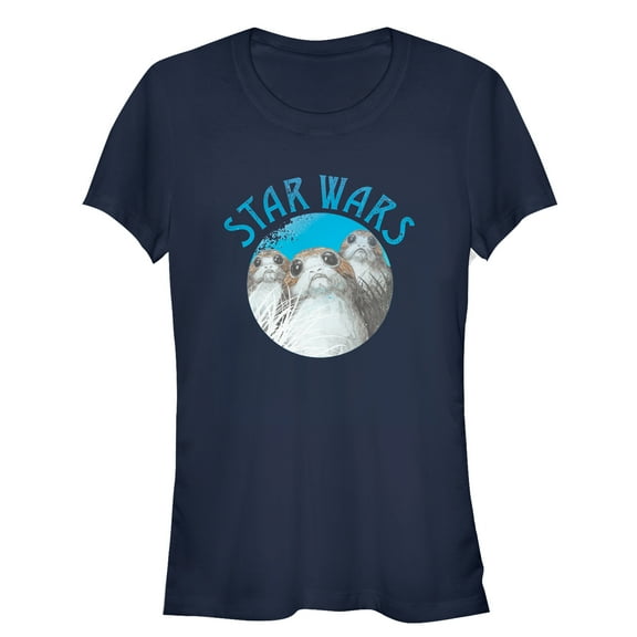 Junior's Star Wars The Last Jedi Porg Circle Graphic Tee Navy Blue 2X Large