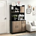 thumbnail image 2 of Spaco 4-Door Freestanding Kitchen Buffet, Kitchen Pantry with Hutch and Adjustable Shelves, Cabinet for Indoor, Black, 2 of 9