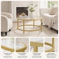 thumbnail image 4 of Alden Design 18"H Modern Round Glass-Top Coffee Table for Living Room, Gold, 4 of 10
