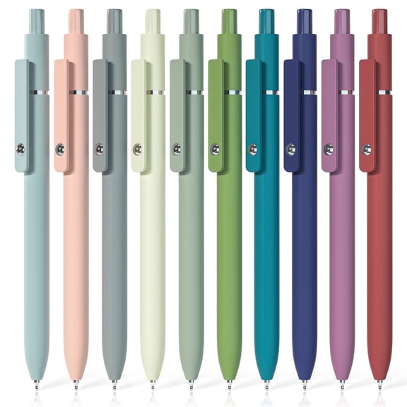 CCOCC Retractable Gel Pens,10 Pcs Black Ink 0.5Mm Fine Point Pen Set,Quick-Drying Smooth Writing Aesthetic Journal Pens for Women,Pretty Pens for Home,Campus,Work