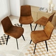 thumbnail image 4 of Set of 4 Modern Brown Faux Leather Chairs with Sturdy Metal Legs Comfort Style for Dining Room, 4 of 9