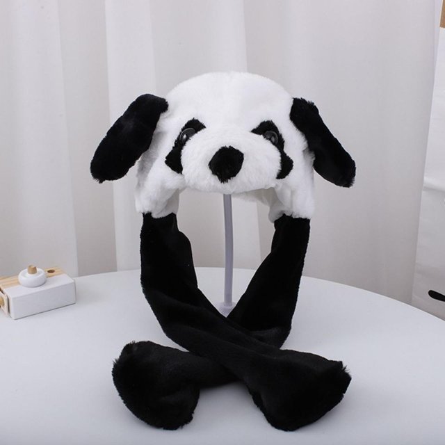 Novedad, gorros para saltar con orejas móviles, accesorios para fotos, gorro acogedor para vacaciones al aire libre, gorro de felpa de Panda para BLESIY Sombrero de novedad