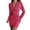 Hot Pink, variant on Women's Office Dress, Solid Color V Neck Turn Down Collar Long Sleeve Bodycon Midi Dress with Button Detail, Formal Work Attire for Business, Interviews, and Professional Settings White