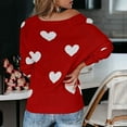 thumbnail image 4 of Aoochasliy Womens Sweaters Pullover Clothes Oversized V Neck Love Printing Casual Loose Knit Tops, 4 of 6
