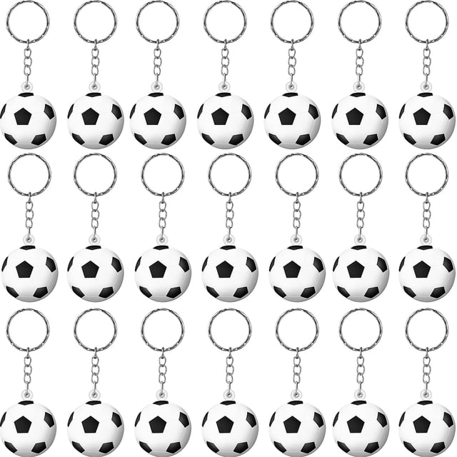 Blulu Paquete de 30 Llaveros de Fútbol Pelota Antiestrés de Fútbol Llaveros de Pelota Deportiva Llavero de Fútbol para Niños Escuela Carnaval Bolsa de Fiesta de Recompensa Rellenos de Regalo (Fútbol)