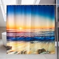 thumbnail image 2 of Cortina de ducha impermeable, cortina de baño con 12 ganchos, tela de poliéster, cortina de baño de mar al atardecer, 150x180cm, 2 of 5