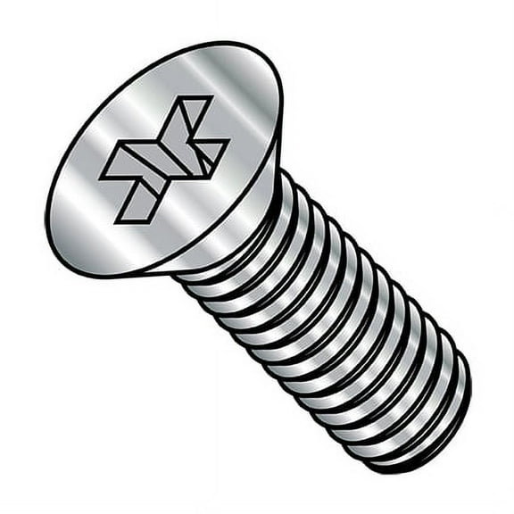 #4-40 x 1/4 in Phillips Flat Machine Screw, Plain Stainless Steel, 5000 PK