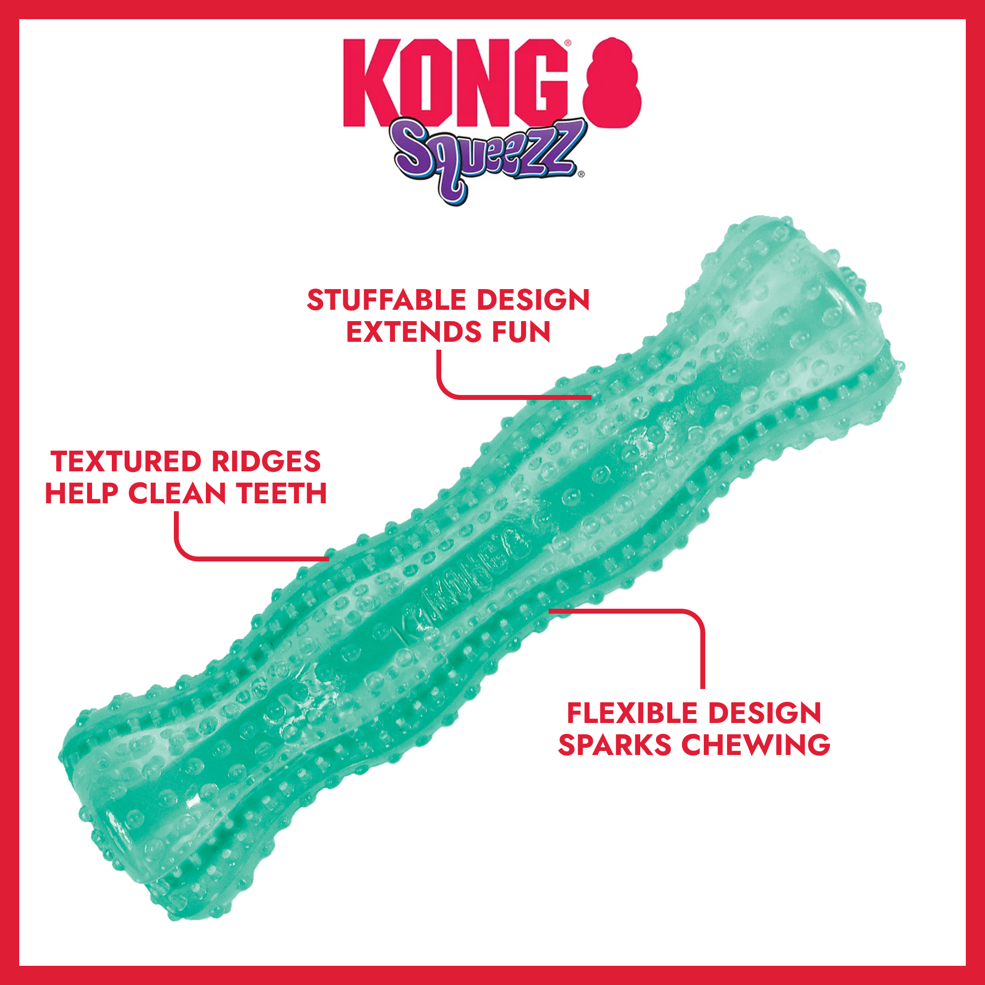 KONG Squeezz Dental Stick Dog Toy, Medium photo 2