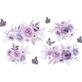 thumbnail image 3 of 1Pc Peony Flower Wall Decals Purple Floral Butterfly Wall Art Stickers for Girls Bedroom Living Room Bathroom Nursery Home Decor, 3 of 10