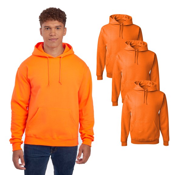 JERZEES - High Visibility NuBlend Hooded Sweatshirt | Adult Fleece Sweater With Pouch Pocket, 8 oz, Safety Workwear Pack-3, Size S